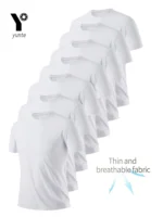 Round Neck T-Shirt 7-Piece White Ultra-Light Men's Quick-Drying Breathable Sweat-Absorbent Shirt Suitable for Fitness Gym and Ru