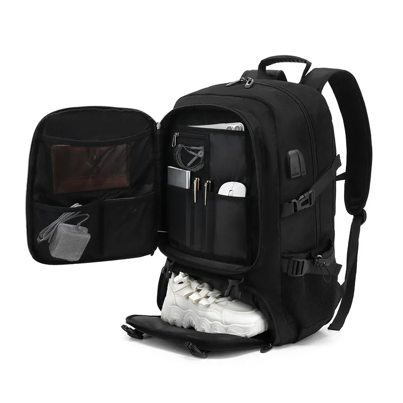 Sc84b7628c4454d07909626e26dc33128B.webp 50L 80L Large Travel Backpack Men Separate Shoe Compartment Business Bag Outdoor Sports Waterproof Man Black Storage Backpacks - Image 1