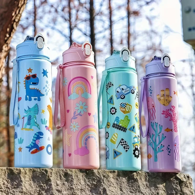 Sd8c8542f076c40108c9c1a800831b57a2-9.webp 750ml Dinosaur Water Bottle For Kids Water Sippy Cup With Silicone Straw Leakproof Plastic Water Bottles Summer Kids Water Cup - Image 1